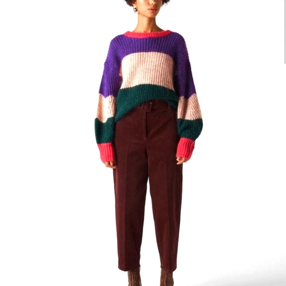 BN Whistles Striped Mohair Knitted Sweater - Large